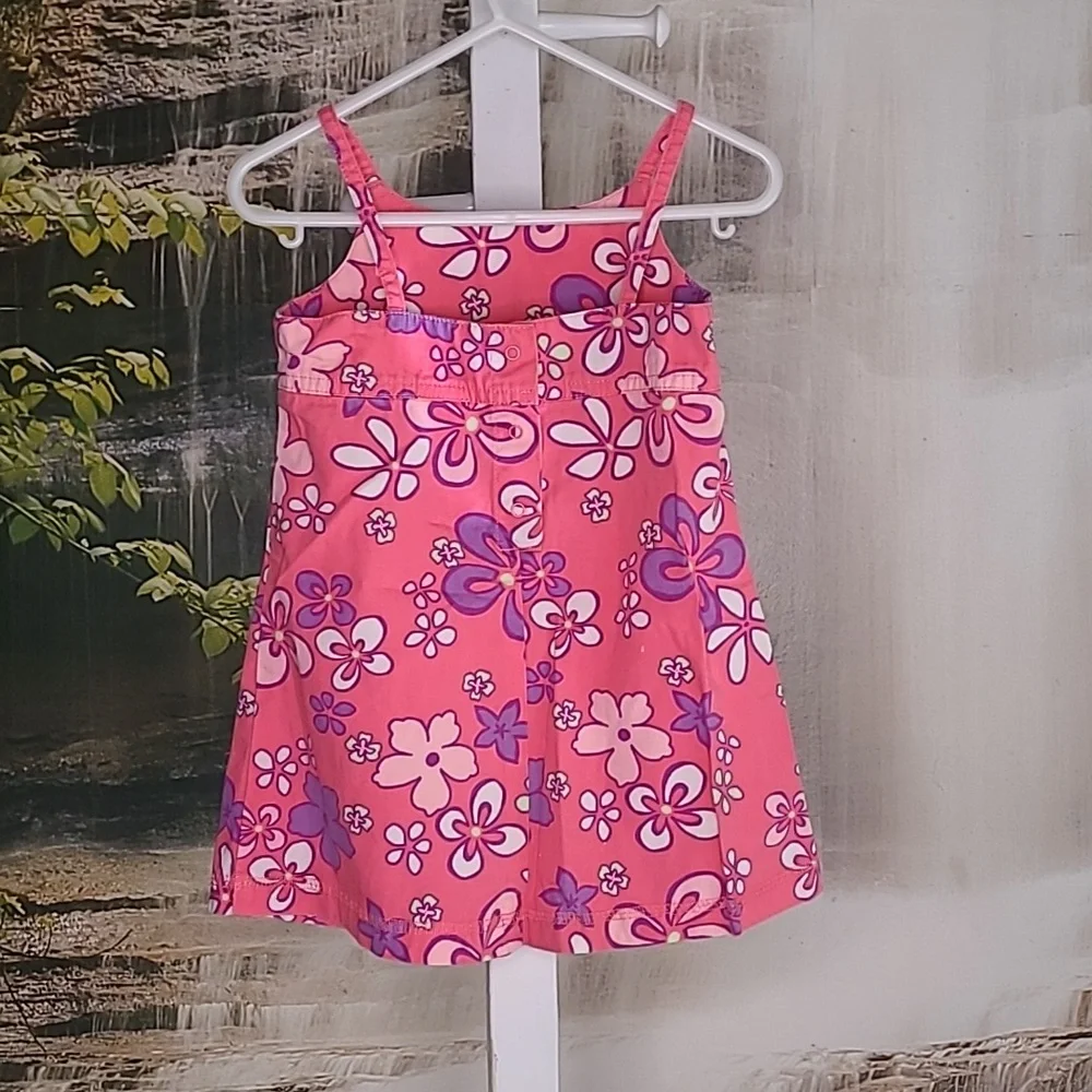 Old Navy bright floral pInk purple summer sun dress baby girl XL 18 to 24 months